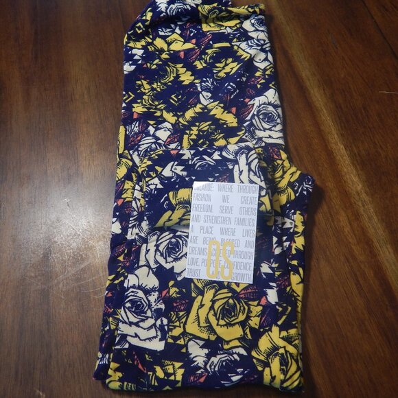 LuLaRoe Leggings OS NWOT Rose pattern - Picture 1 of 2